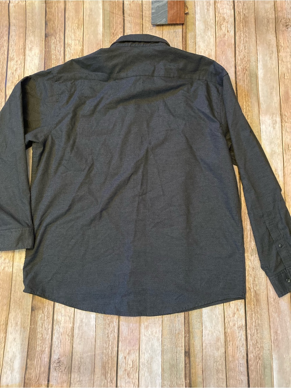 Men's Poncho Regular Fit Gray Vented XL Button-Down Shirt Magnetic Pockets - Picture 5 of 10